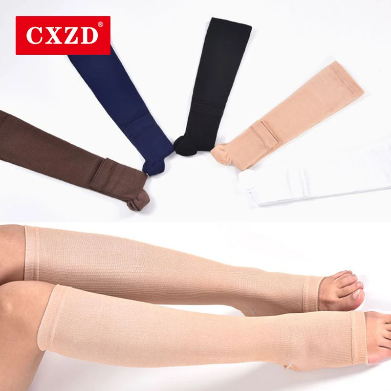 Модные мужские и женские носки CXZD теплые однотонные до колена с открытым носком