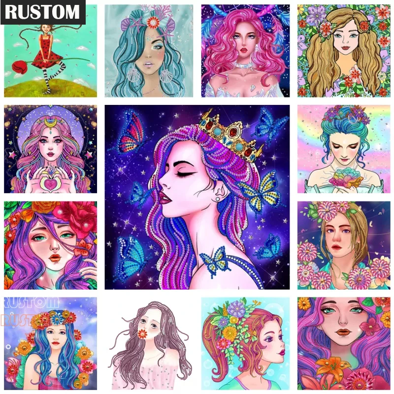 

5D DIY Diamond Painting Drill Diamond Embroidery Cartoons Cross Stitch Kit Home Decor Woman Girl Princess Picture RUSTOM