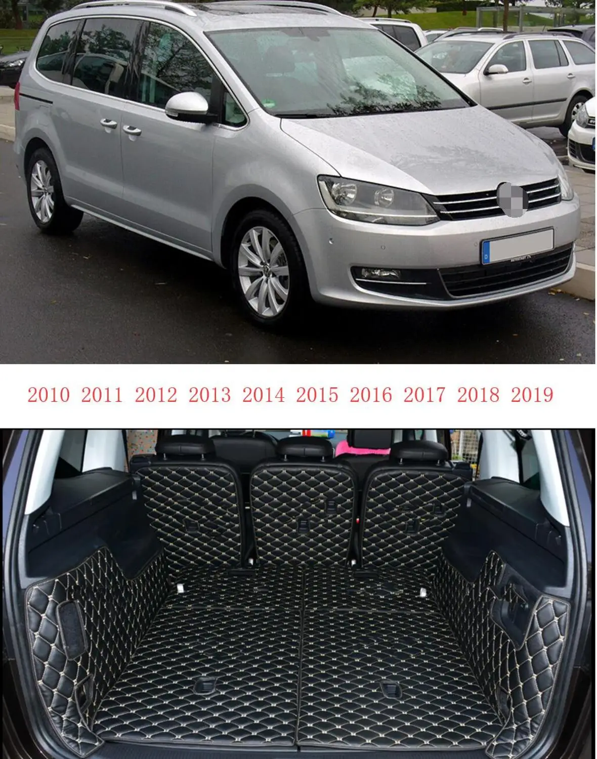 fiber leather car trunk mat for volkswagen sharan 2010-2012 2013 2014 2015 2016 2017 2018 2019 SEAT Alhambrar car accessories