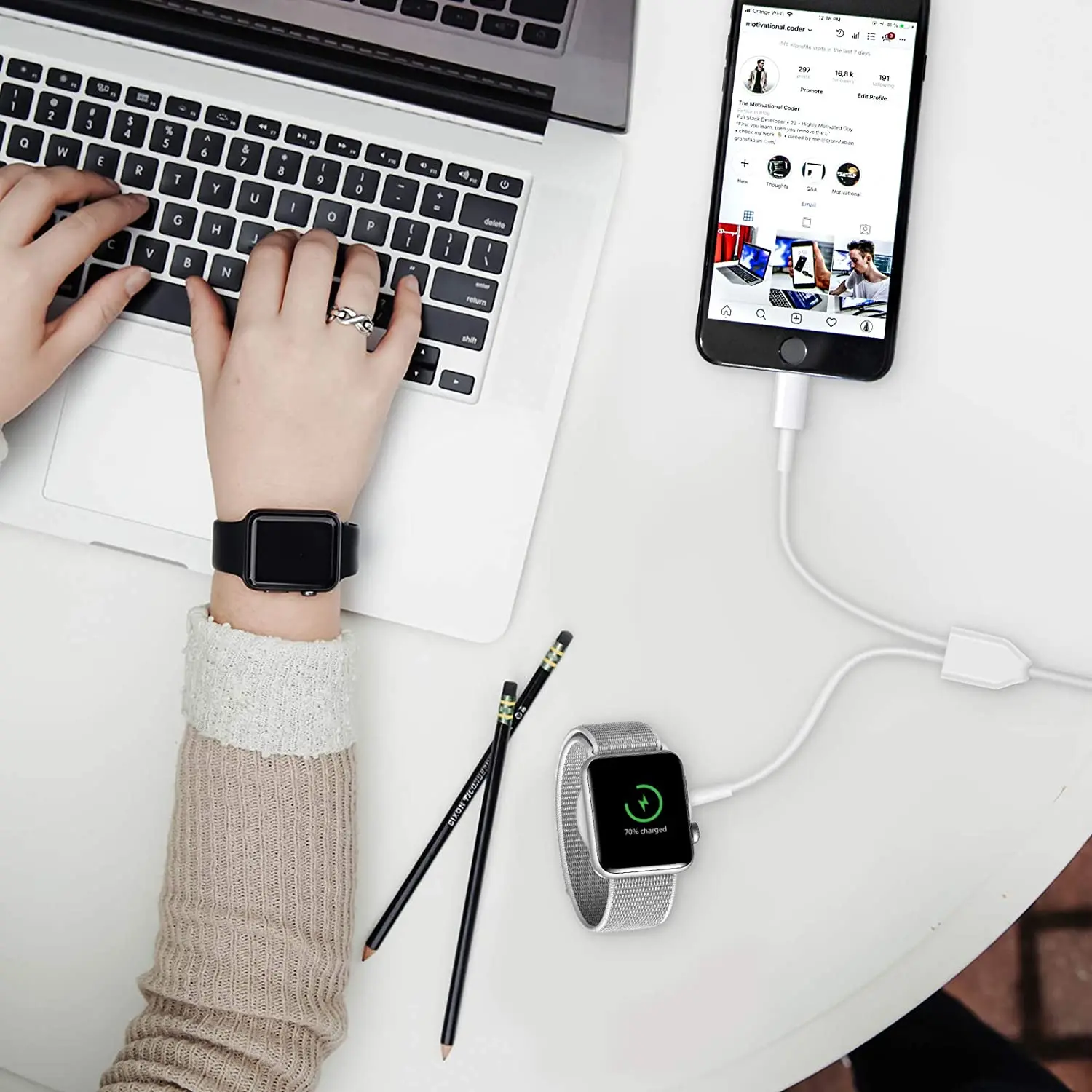 portable qi smart usb watch charger cable magnetic wireless charging dock for apple watch series 7 6 5 4 3 2 se applewatch cord free global shipping