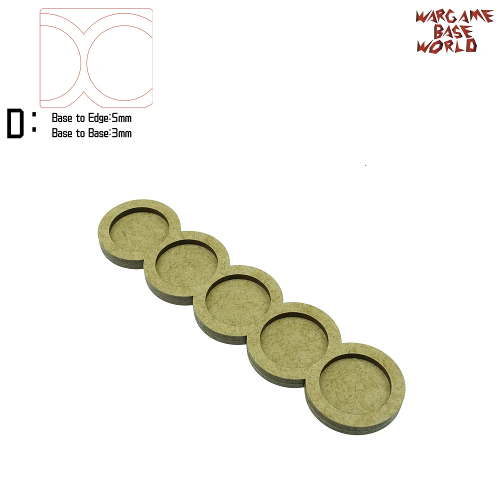 Wargame Base World- Movement Tray- 5 round 25mm- Line Shape MDF