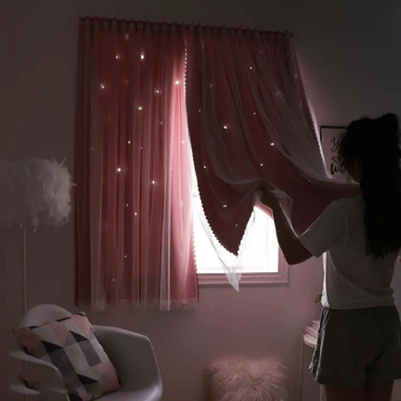 Удар Бесплатная липучки занавески Затемненные окна домашний декор Спальня