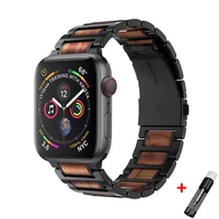 strap for apple watch band 44mm 42mm 45mm 41mm 40mm 38mm woodenstainless steel link bracelet iwatch se 765432 wristband