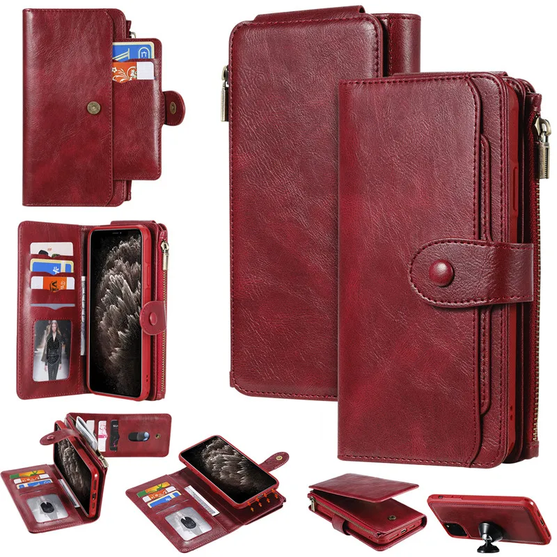 

Suitable for Samsung Galaxy Note 10 Plus S10 S9 S8 multi-function protective leather case retro mobile phone case