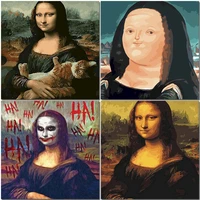 mona lisa oil painting by numbers handpainted diy on canvas unique acrylic paint adult kit picture for home decoration art gift