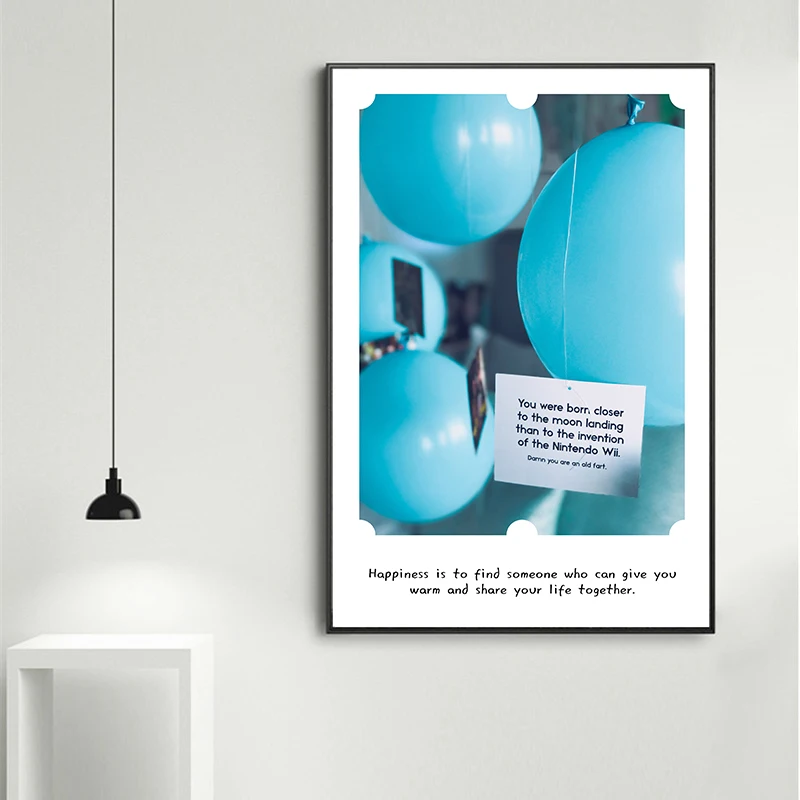 Настенные плакаты с голубыми воздушными шарами в скандинавском стиле картины на