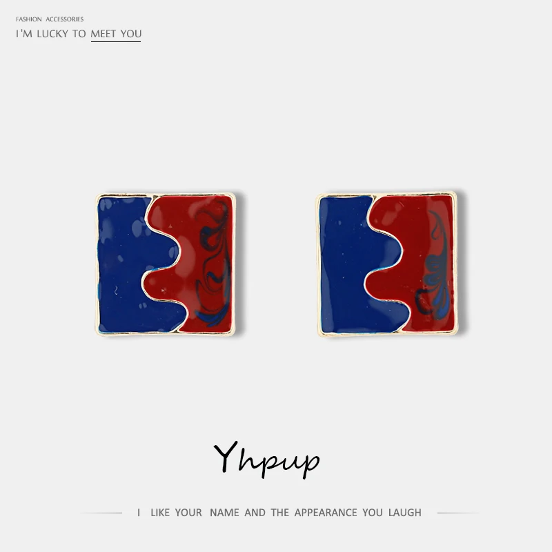 Женские серьги-гвоздики с квадратной геометрией Yhpup металлические серьги из