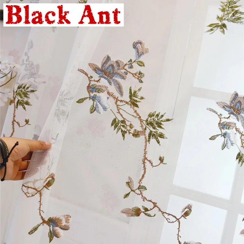 Цветочная занавеска кружевные дизайнерские листья для гостиной вышивка вуаль