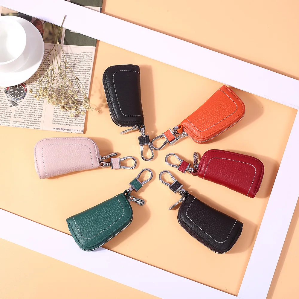 Сумка для ключей из натуральной кожи мужская и женская на молнии | Багаж сумки