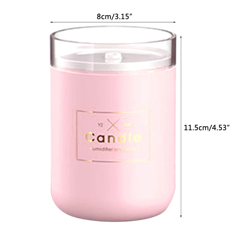 

280ML Air Humidifier LED Candle Ultrasonic Cool Mist Essential Oil Diffuser