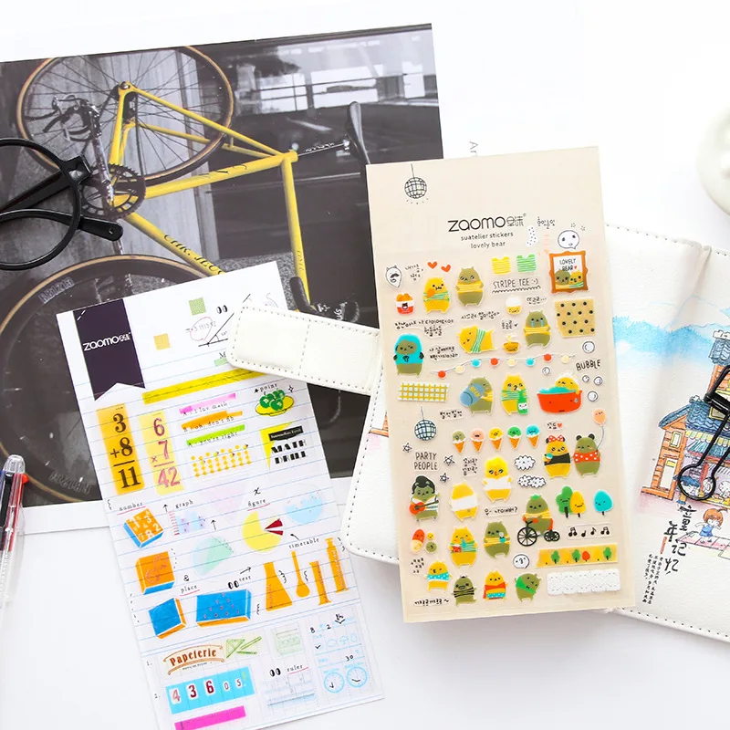 Наклейки Kpop с мультяшным рисунком математика толстыми бобами Творческий альбом