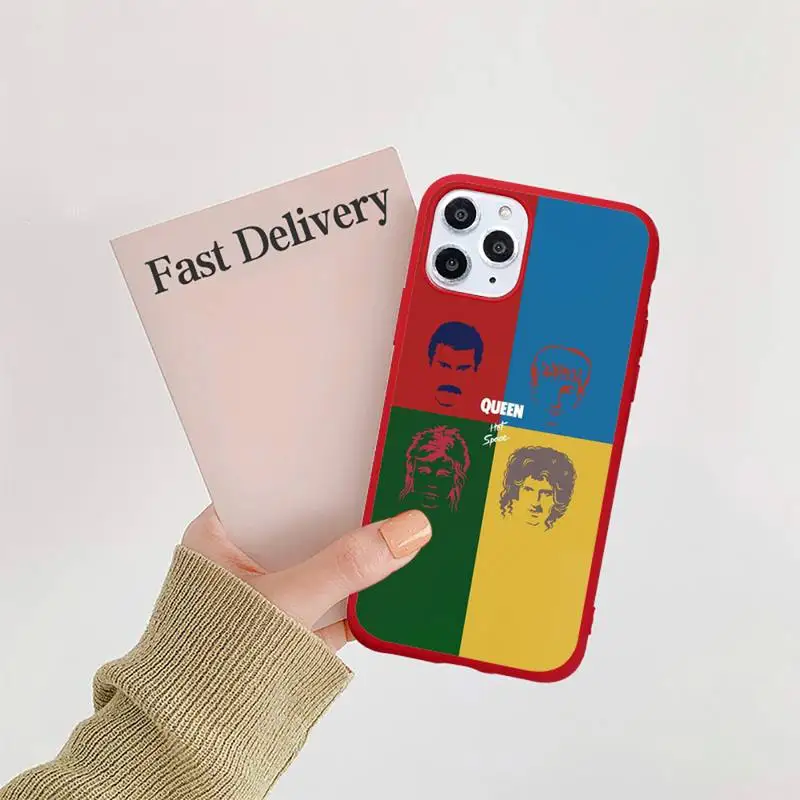 

Rock singer Freddie Mercury Queen Phone Case Candy Color Red for iPhone 11 12 pro XS MAX 8 7 6 6S Plus X 5S SE 2020 XR