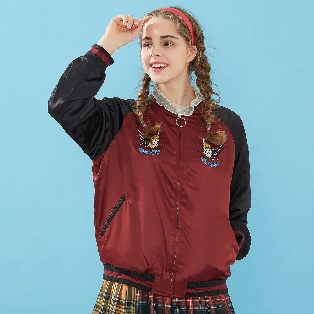 Metersbonwe Новая модная бейсбольная куртка женская осенняя одежда двухсторонняя