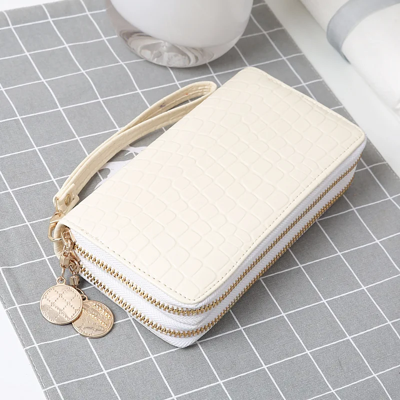 

Double Zipper Wallet Bag For Women Female PU Leather Long Phone Card Holder Coin Pocket Clutch Purses Money Bags Fashion Handbag
