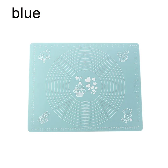 blue Антипригарный силиконовый коврик для выпечки с измерением 50X40 см коврик для выпечки счетчик миксер для теста Циновка для роллов Печь вкладыш Fondant(сахарная)/корочка пирога Коврик - Цвет: blue