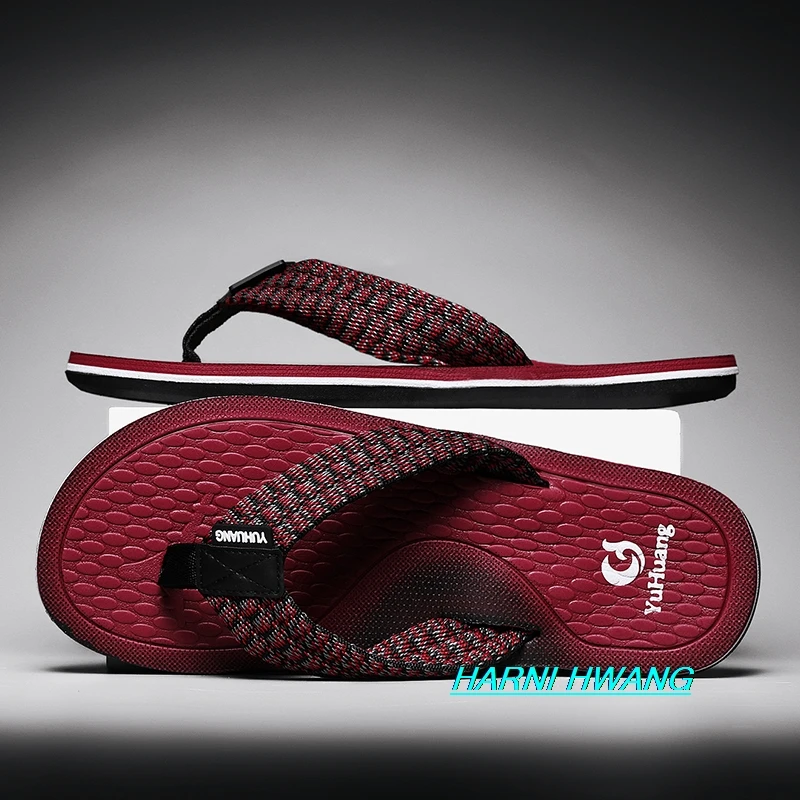 

Summer Fashion Men's Sandals With Stitching Upper Comfortable And Simple Flat Shoes Herringbone Drag Beach Outdoor Slippers