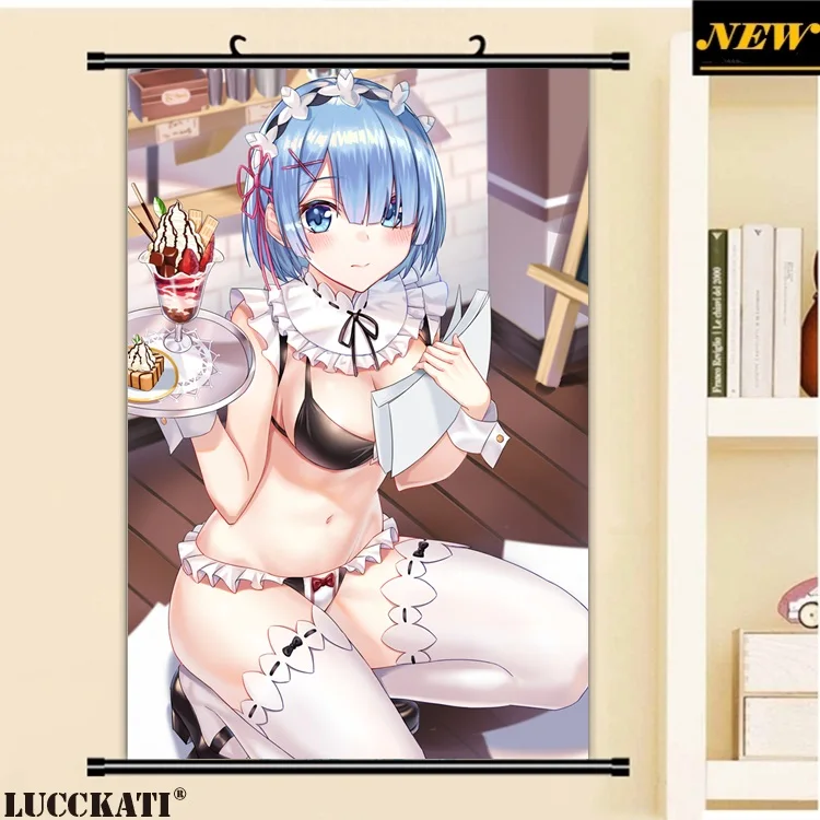 40X60 см Re Zero Re: Zero Kara Hajimeru Isekai Seikatsu Rezero Rem Сексуальная лоли, нарисованная аниме прокрутка, холст, постер