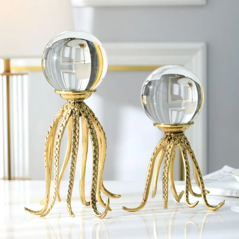 Статуя Морская жизнь в форме осьминога Золотая медная статуя аксессуары для