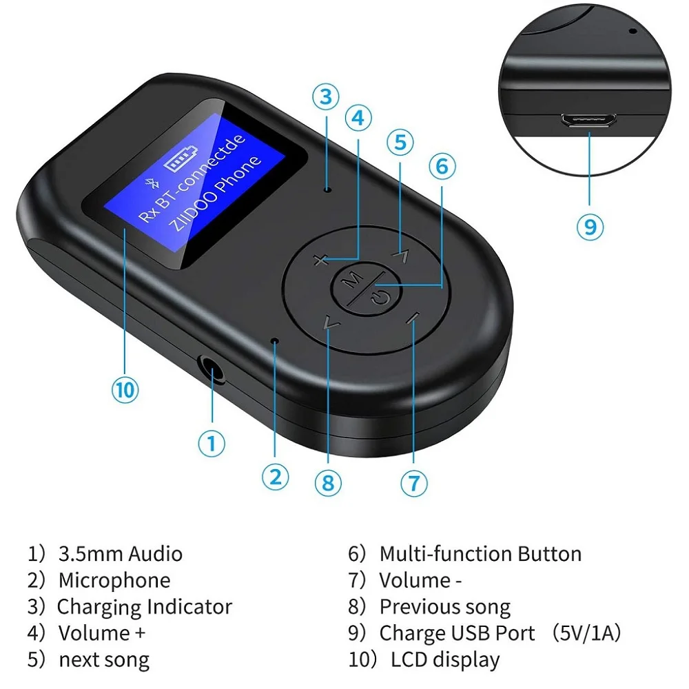 Bluetooth-передатчик и приемник 3-в-1 беспроводной Bluetooth-совместимый адаптер 5 0 с
