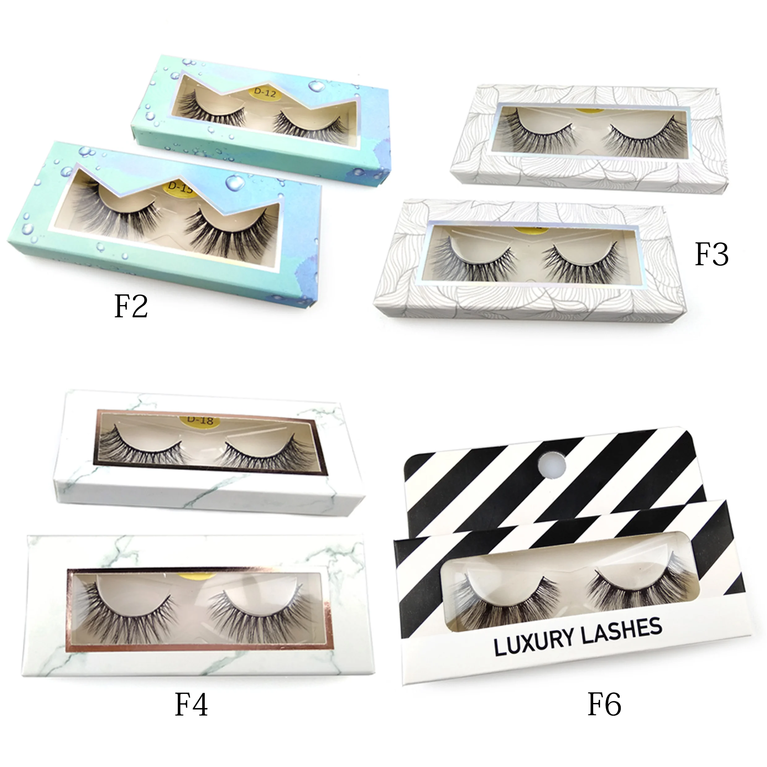 Набор Натуральных черных цветных ресниц Rich Sky 5 пар с бесплатными картонными