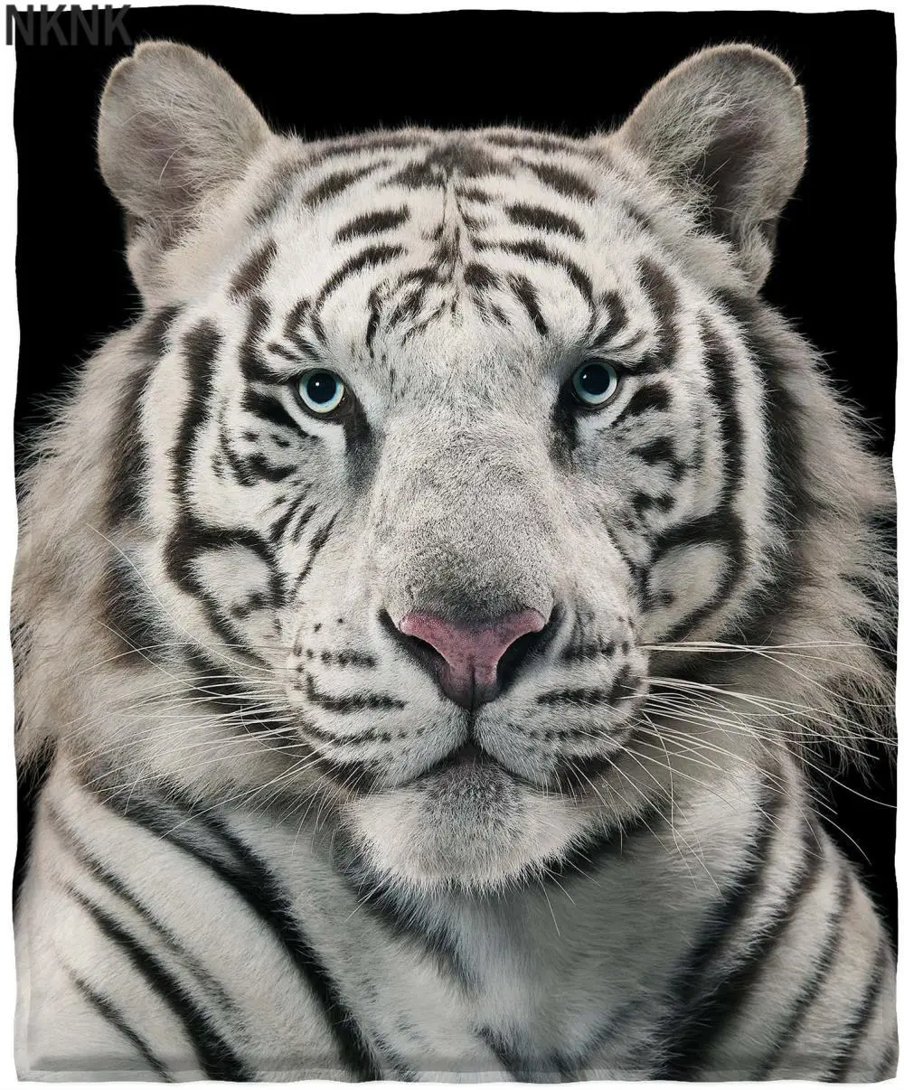 NKNK Brank Animal Blankets White tiger For Beds Creativity Bedding Throw Harajuku Plush Blanket Sherpa | Дом и сад