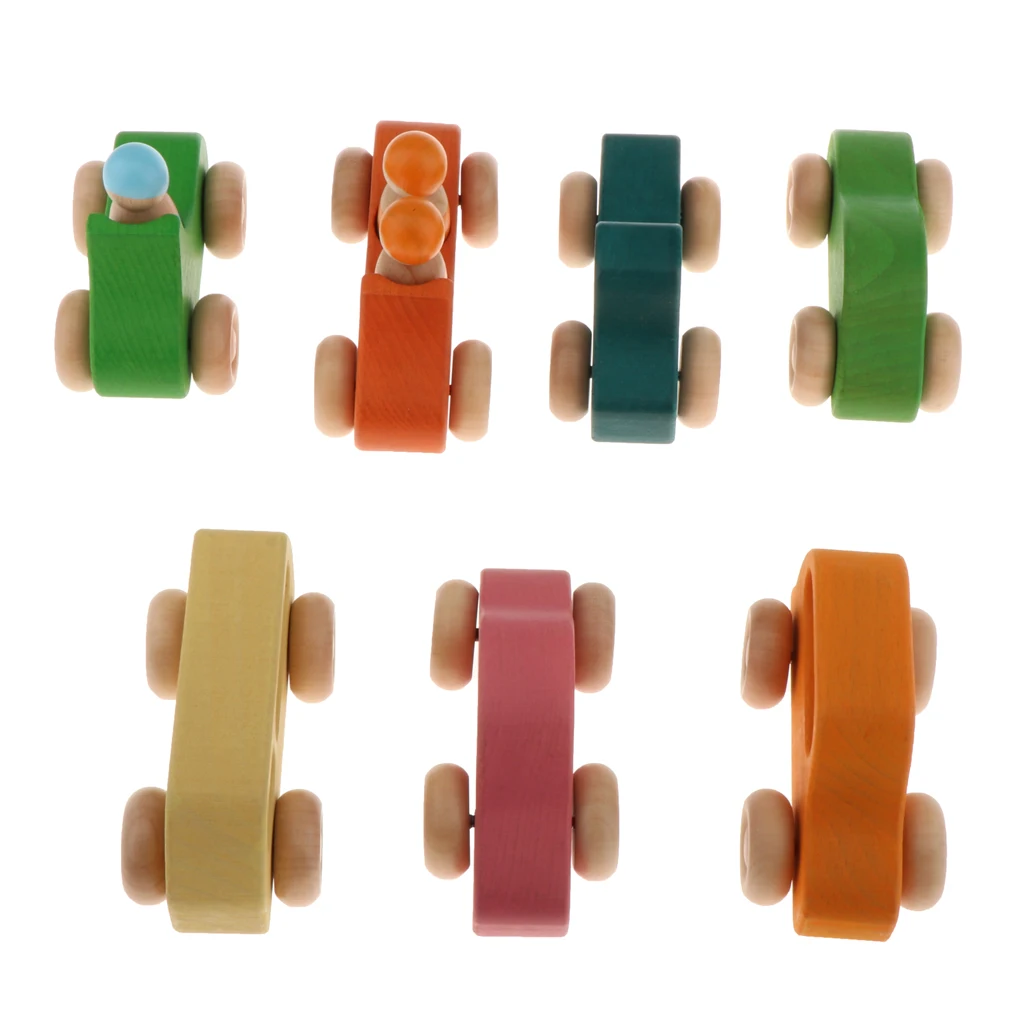 

7pcs Mini Wood Toy Wooden Toys Car Wooden Toys for Kids Girls