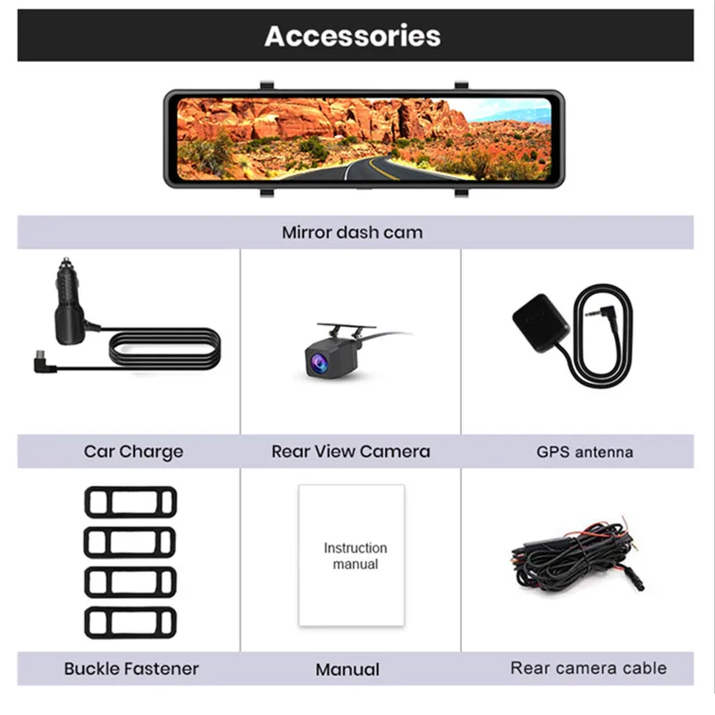 Автомобильный видеорегистратор 4K 12 дюймов 1440P Wi-Fi GPS Sony IMX415 зеркало заднего вида