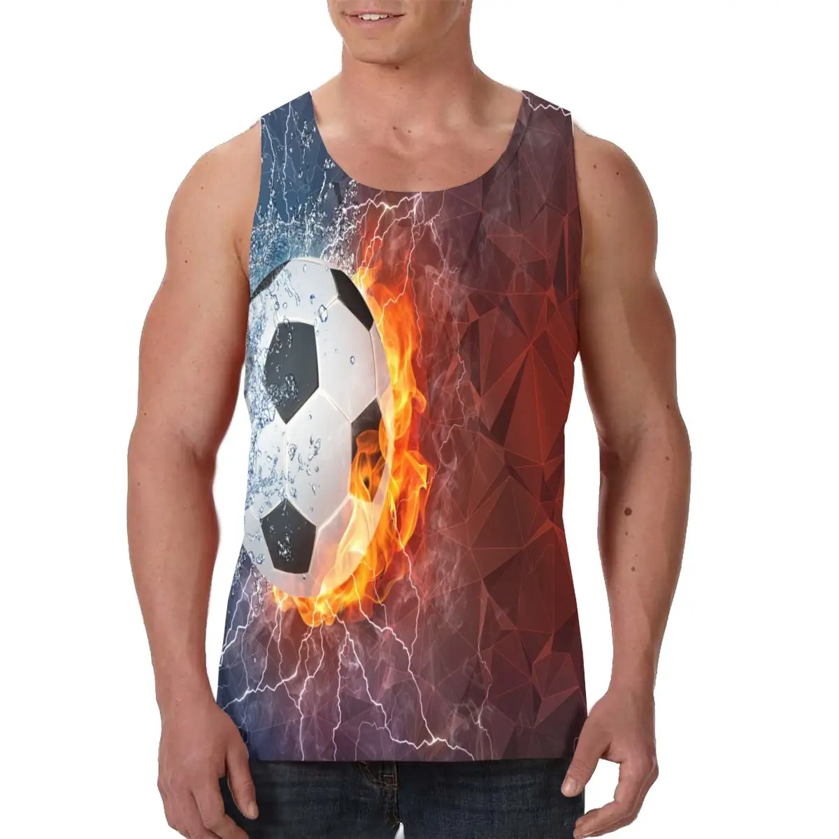 

Мужская майка футболки футбольный мяч футболка без рукавов 3D принтовые тройники Футболка тренировки человек