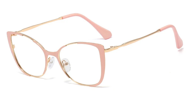 pink gold Peekaboo ретро очки кошачий глаз оправа для женщин Оптические женские подарочные товары прозрачные линзы металлические оправы для очков женские украшения - Цвет оправы: pink gold