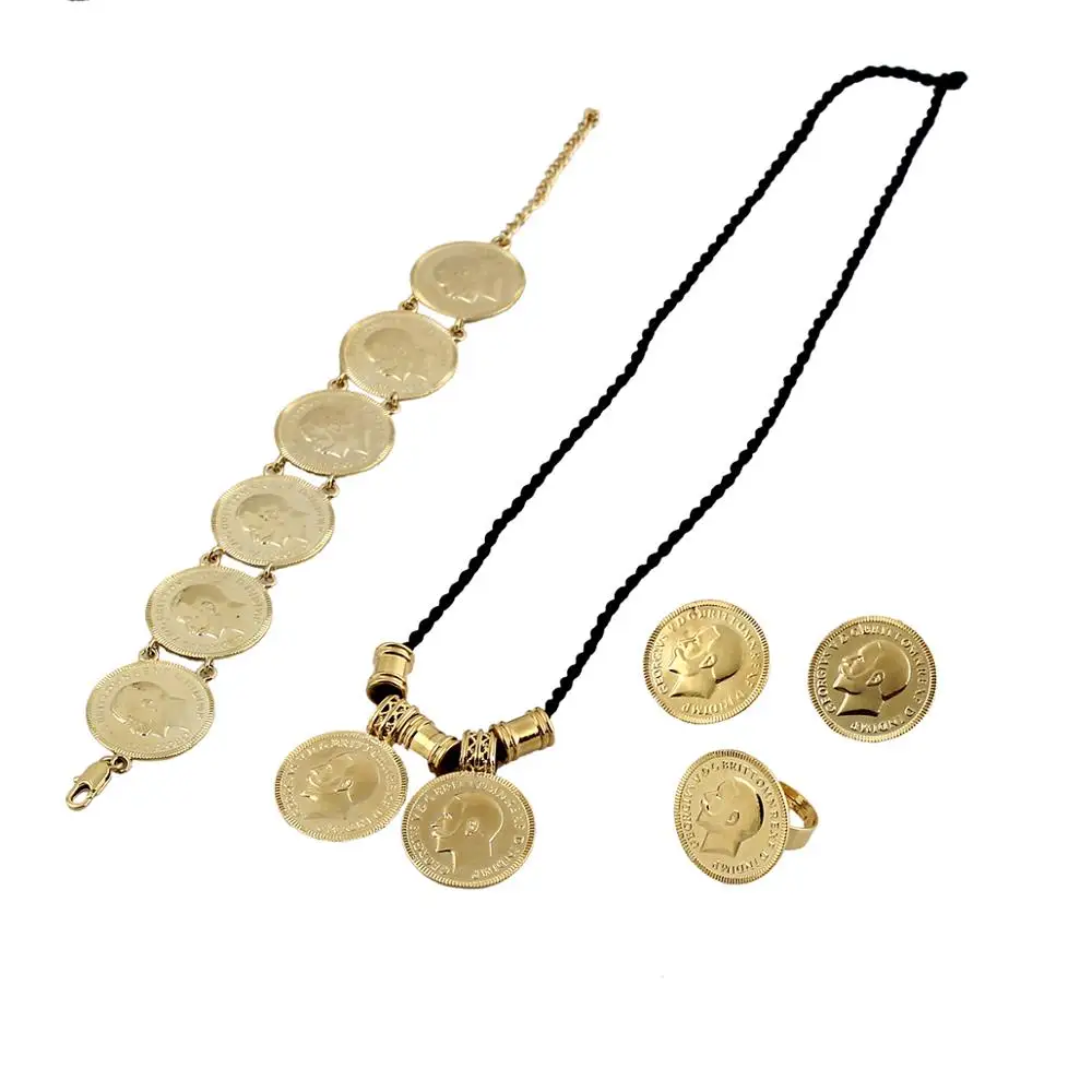 

Эфиопское ожерелье монета золотого цвета подвеска браслет Турция Мексика ожерелья с монетой Ближний Восток комплекты ювелирных изделий
