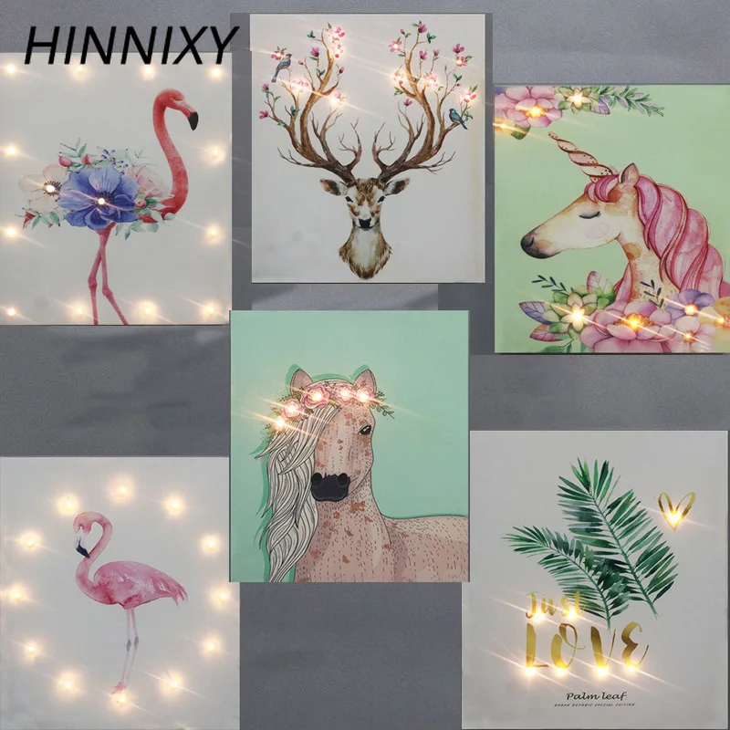 Hinnixy настенный светильник с изображением фламинго единорога лошади дерева