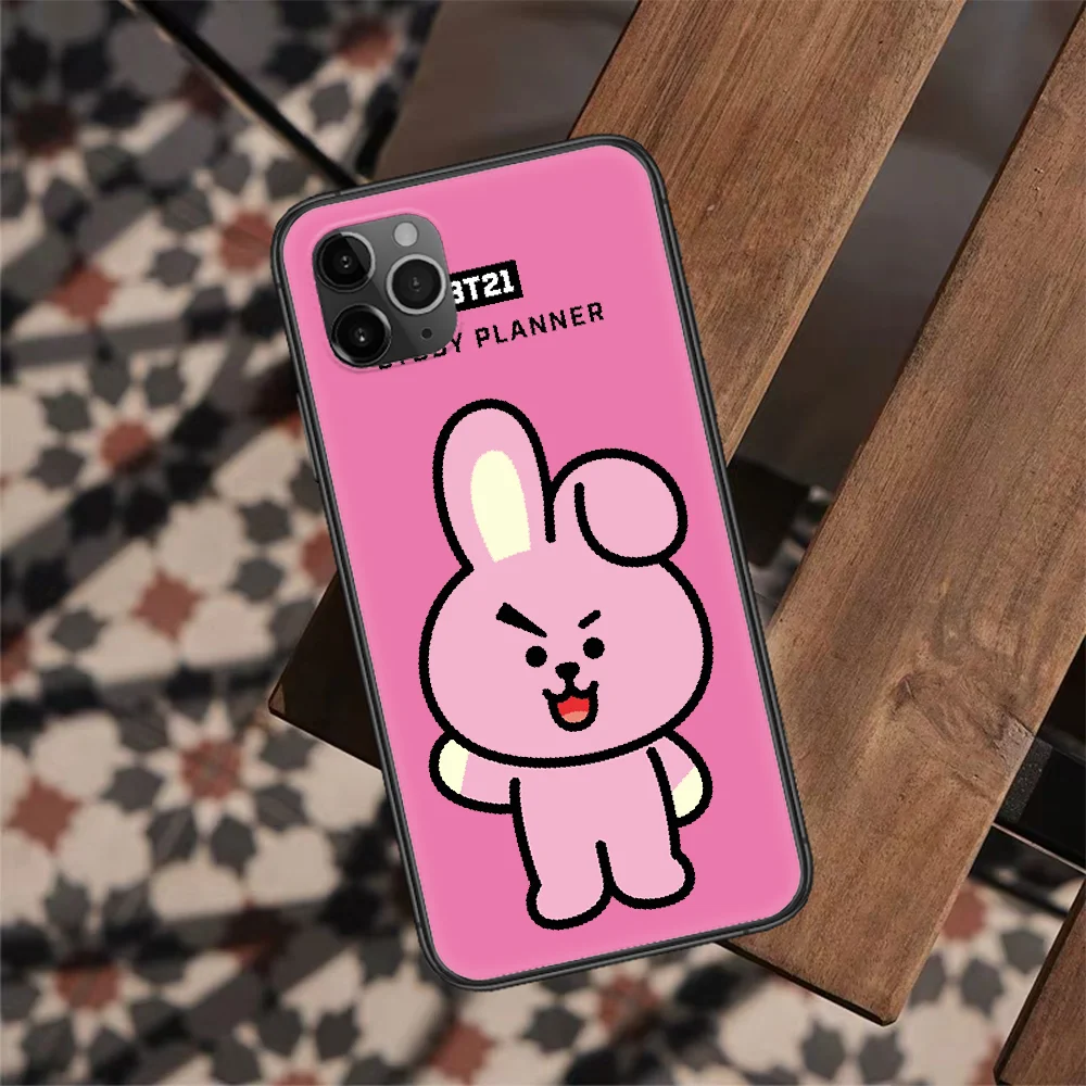 

Cartoon BT21-Kpop Phone Case For Iphone 12 Mini 11 PRO XR X XS MAX 6 6s 7 8 Plus 4 5 5s SE 2020 black Bumper Soft Shell Silicone
