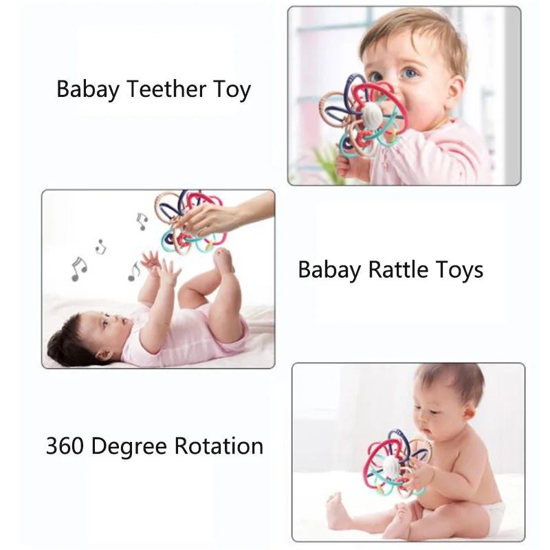

0-12 Months Newborn Baby Development Ball Safe Soft Teething Toys Plastic Hand Bell Early Educational Rattle Teether Baby Toys