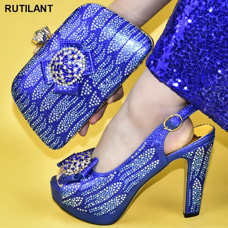 Комплект из обуви и сумки в африканском стиле украшенные стразами Женский