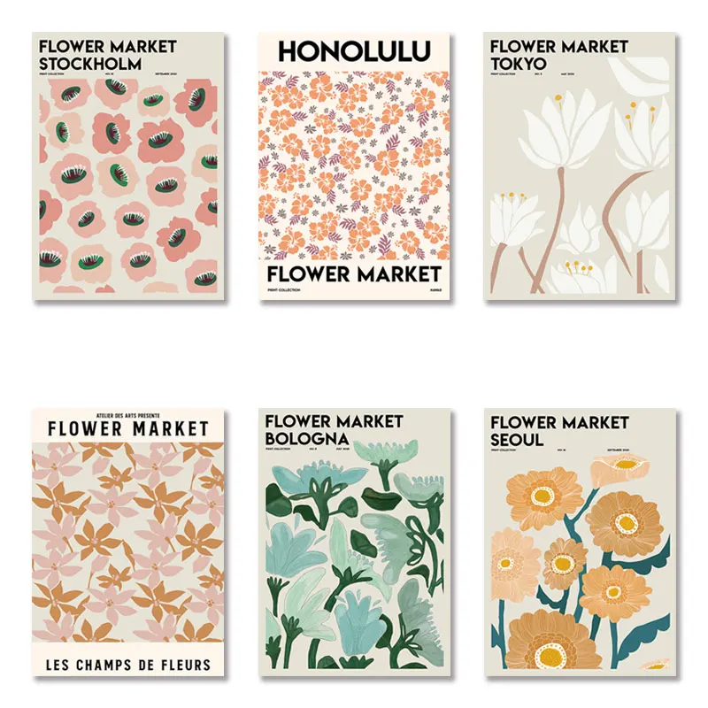 Абстрактная Цветочная Марка винтажная Акварельная настенная Картина на холсте