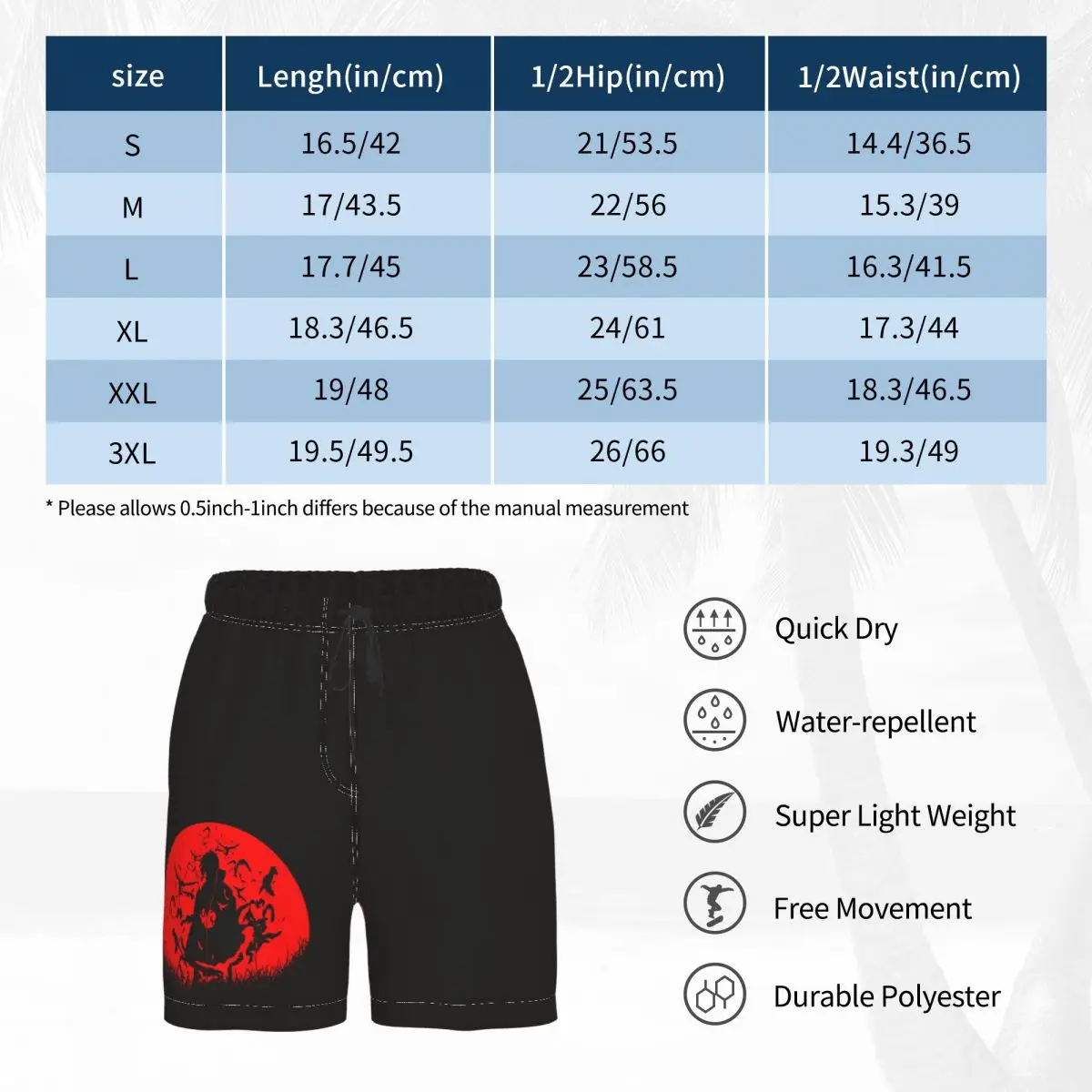 

Promo Causal Japan Anime Akatsuki Anime Kunai Print Breathable Quick Dry Joke Creative Swimming pants