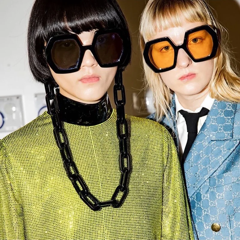 Модные уникальные солнцезащитные очки с цепочкой для женщин 2020 роскошные