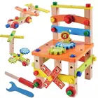 Деревянный стул для сборки, игрушки Монтессори, образовательные дошкольные многофункциональные различные гайки, комбинированный стул, инструмент для разборки, игрушка