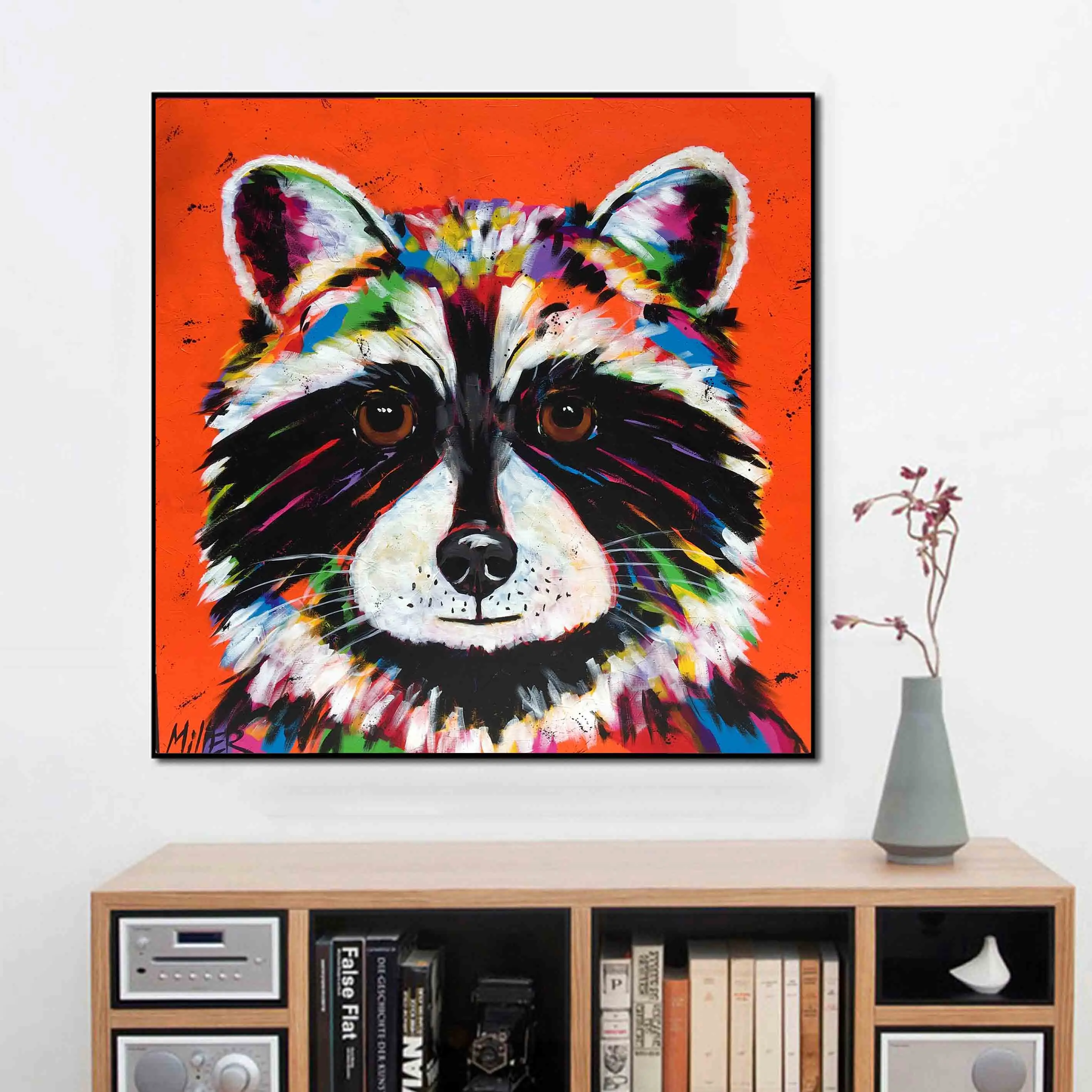 GoldLife милая картина с рисунком животных красочные енот стены искусства ПЕЧАТИ