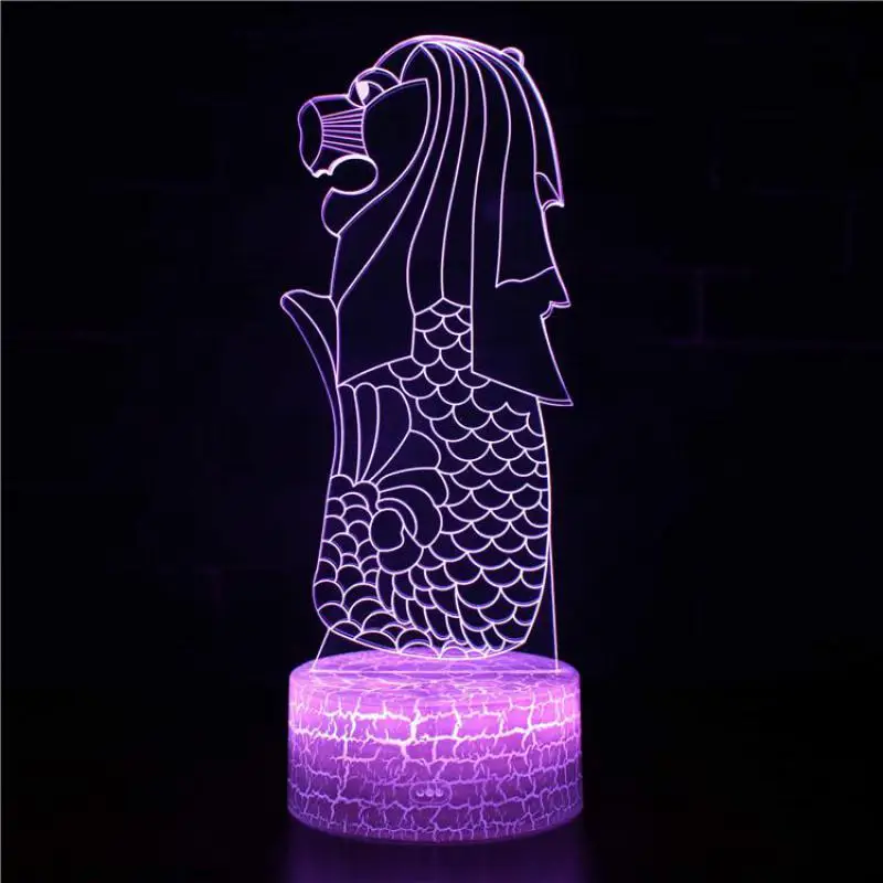 7 Colors Changeable Русалка 3D иллюзия Лампа 7 цветов Изменение Оптическая иллюзия сенсорный стол светодиодный ночник большие подарки для детей украшение дома - Испускаемый цвет: 7 Colors Changeable