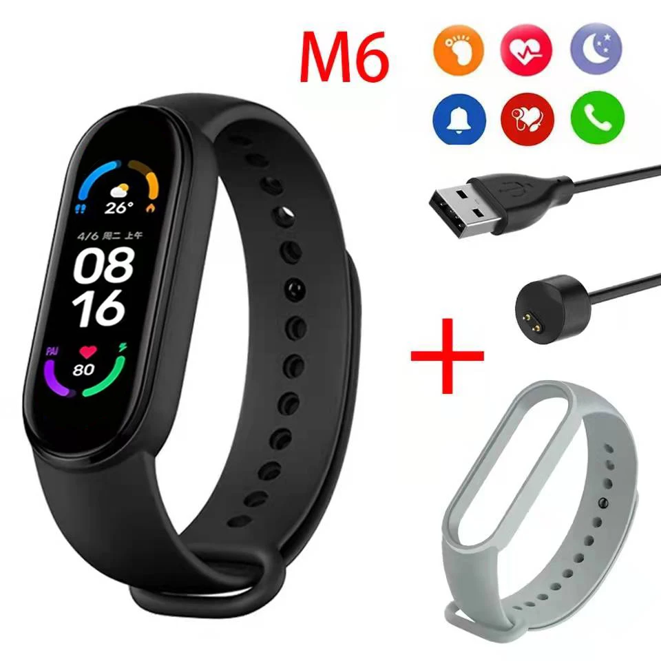 

M6 Smart Sport Watch For Xiaomi Apple Men's Wristwatch Fitness Healthy Monitor Heart Rate Blood Pressue Smartwatch For Women Kid