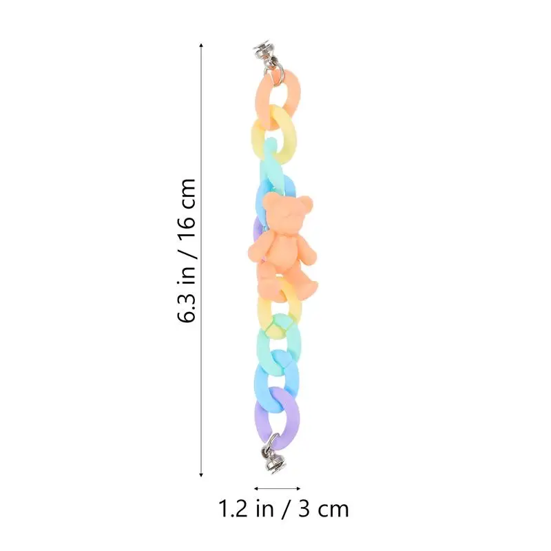 

3pcs Rainbow Chain Bear Pendant DIY Phone Case Material Finger Starp Accessories