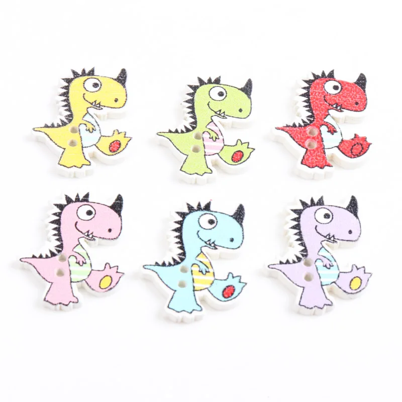 Деревянные пуговицы в форме мультяшного динозавра с животными 2 отверстия