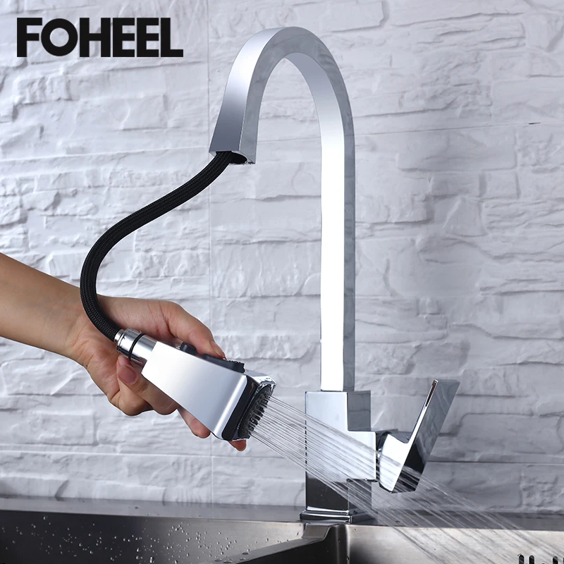 

FOHEEL Kitchen Faucets Brushed Nickel Chrome All Six Colors Faucets For Kitchen Water Mixer Tap Black Sink Mixer