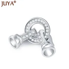 DIY Медь инкрустированные AAA CZ Стразы Круглый застежка сердечко для расходных материалов для изготовления ювелирных изделий с жемчугом Браслеты, что делает крепление выводы