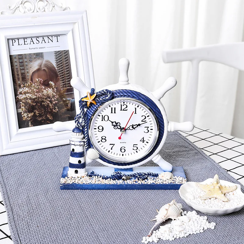 Деревянные часы в форме якоря Висячие настенные средиземноморском стиле