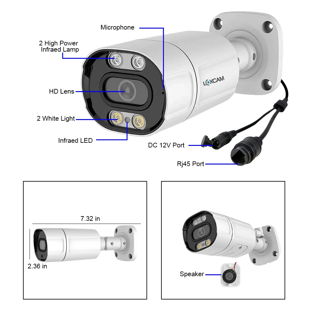 LOXCAM H.265 8 канальная система видеонаблюдения 5 Мп POE NVR двухстороннее аудио ИИ