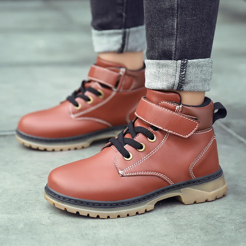 

Hot Children Boots Boys Girls Autumn Winter Boots for Boy Black Brown High Top Kids Martins shoes Fashion Teenagers Casual Boots
