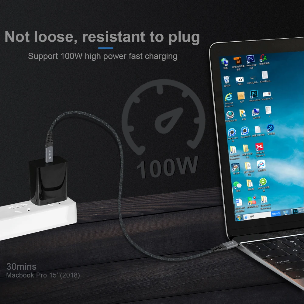 Thunderbolt 4 кабель PD 100 Вт 5K @ 60 Гц USB C к 40 Гбит/с USB4 Быстрый для MacBook внешний SSD eGpu