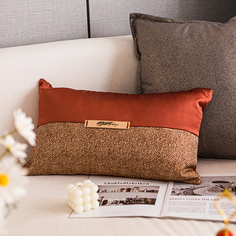

High Grade Living Room Cushion Case Model Room Modern Leopard Pattern Stitching Pillow Cover Bed Sofa Backrest Throw Pillowcase